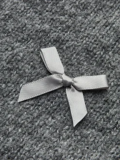 Bow-Decor Button Stretch Cardigan