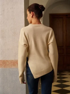 Bow-Decor High Stretch Slit Sweater