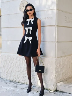 Bow-Decor Zipper Tank Dress