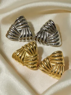 Braided Textured Triangle Earrings