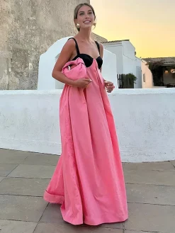 Bra-Splicing Halter Strap Long Dress