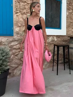 Bra-Splicing Halter Strap Long Dress