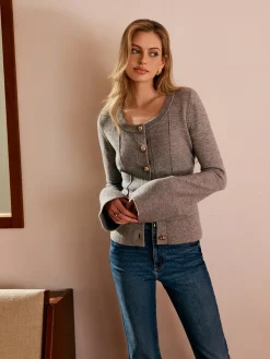 Breasted Bell Sleeve Slim Cardigan