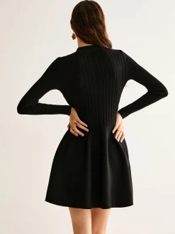 Breasted Flowy Sweater Short Dress