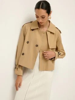 Breasted Lapel Trench Coat