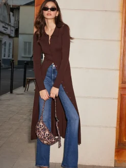 Breasted Slim Lapel Knit Dress