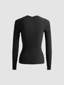 Bronzework Knitted Ribbed Pullover Sweater