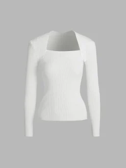 Bronzework Knitted Ribbed Pullover Sweater