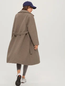 Brushed Belted Long Overcoat