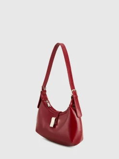 Buckle Strap Zipper Crescent Bag