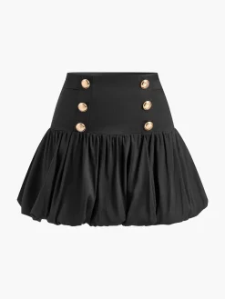 Bud Waist Pleated Panel Mini Skirt