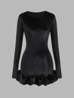 Bud-Waist Velvet Slim Dress