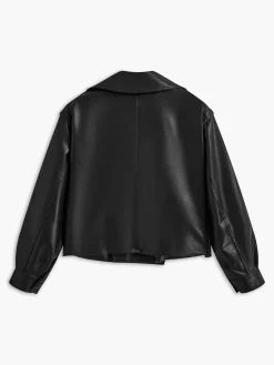 Button Clasp PU Leather Jacket