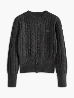 Button Corset Cable Knit Top