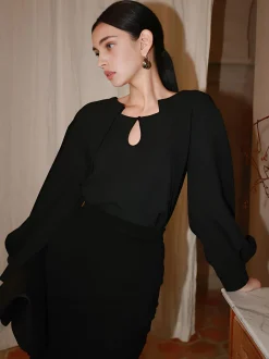 Button Cutout 2 in 1 Blouse