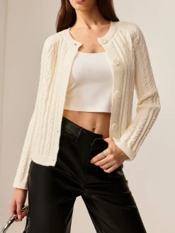 Button Down Cable Knit Outerwear