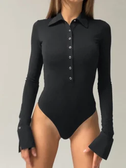 Button Down Collared Bodysuit