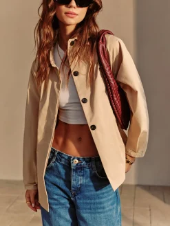 Button Down Lapel Trench Coat