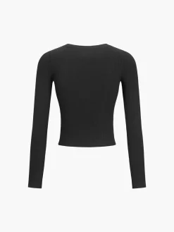 Button Down Long Sleeve Crop Shirt