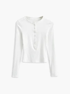 Button Down Long Sleeve Crop Shirt