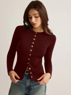 Button Down Skinny Knit Top
