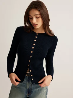 Button Down Skinny Knit Top