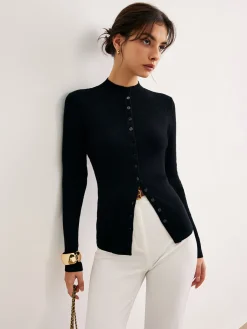 Button Down Skinny Knit Top