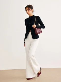Button Down Skinny Knit Top