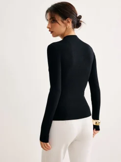 Button Down Skinny Knit Top