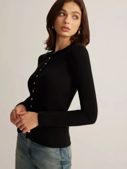 Button Down Skinny Knit Top