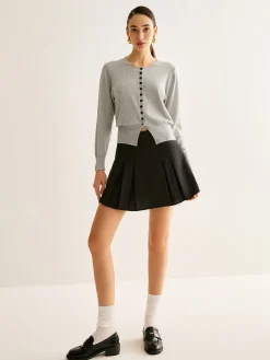 Button Down Slit Jersey Cardigan