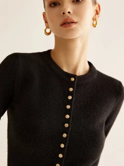 Button Down Slit Slim Cardigan