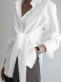 Button Down Tied Long Shirt