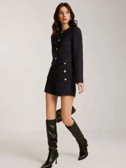 Button Down Tweed Short Blazer