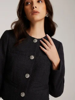 Button Down Tweed Short Blazer
