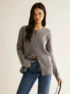 Button Down Twist Slim Cardigan