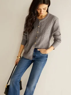 Button Down Twist Slim Cardigan