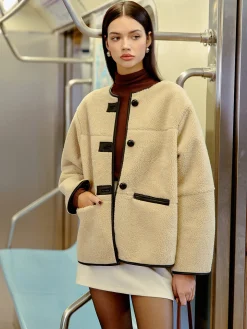 Button Faux Fur Winter Coat