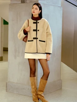 Button Faux Fur Winter Coat