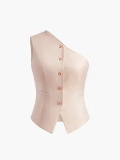 Button Front Asymmetrical Tank Top