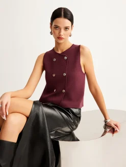 Button Petite Sweater Vest