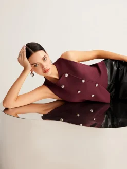 Button Petite Sweater Vest