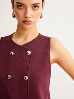 Button Petite Sweater Vest