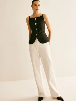 Button Split Cami Vest