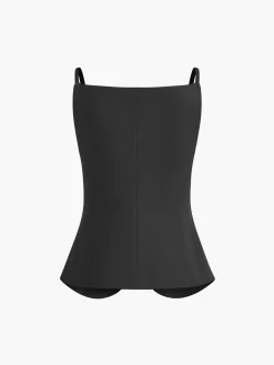 Button Split Cami Vest