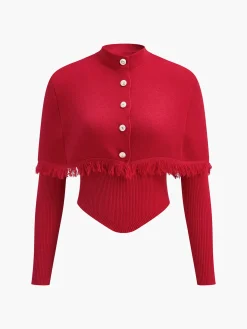 Button Tassel Sweater Co-ords