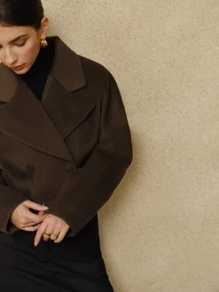 Button Tweed Lapel Short Coat