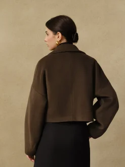 Button Tweed Lapel Short Coat