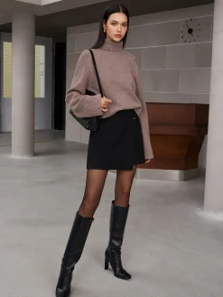 Button Tweed Warm Skirt