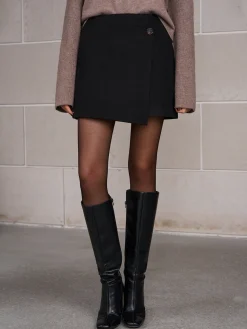 Button Tweed Warm Skirt